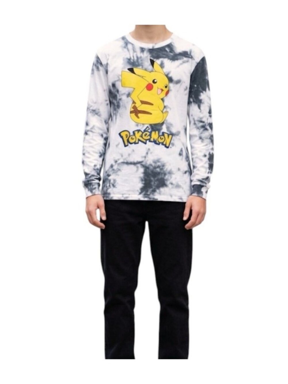 Pokemon Pikachu Pikas Back Long Sleeve Tie Dye T-Shirt Unisex Jr Size Small